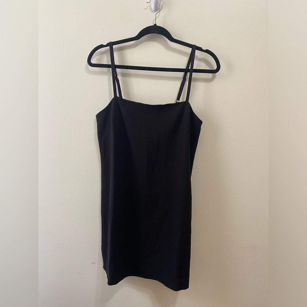 Black adjustable strap mini dress